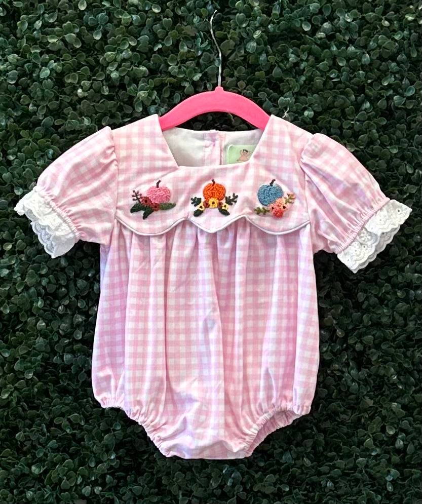 RTS Pink Gingham Pumpkin French Knot Collection