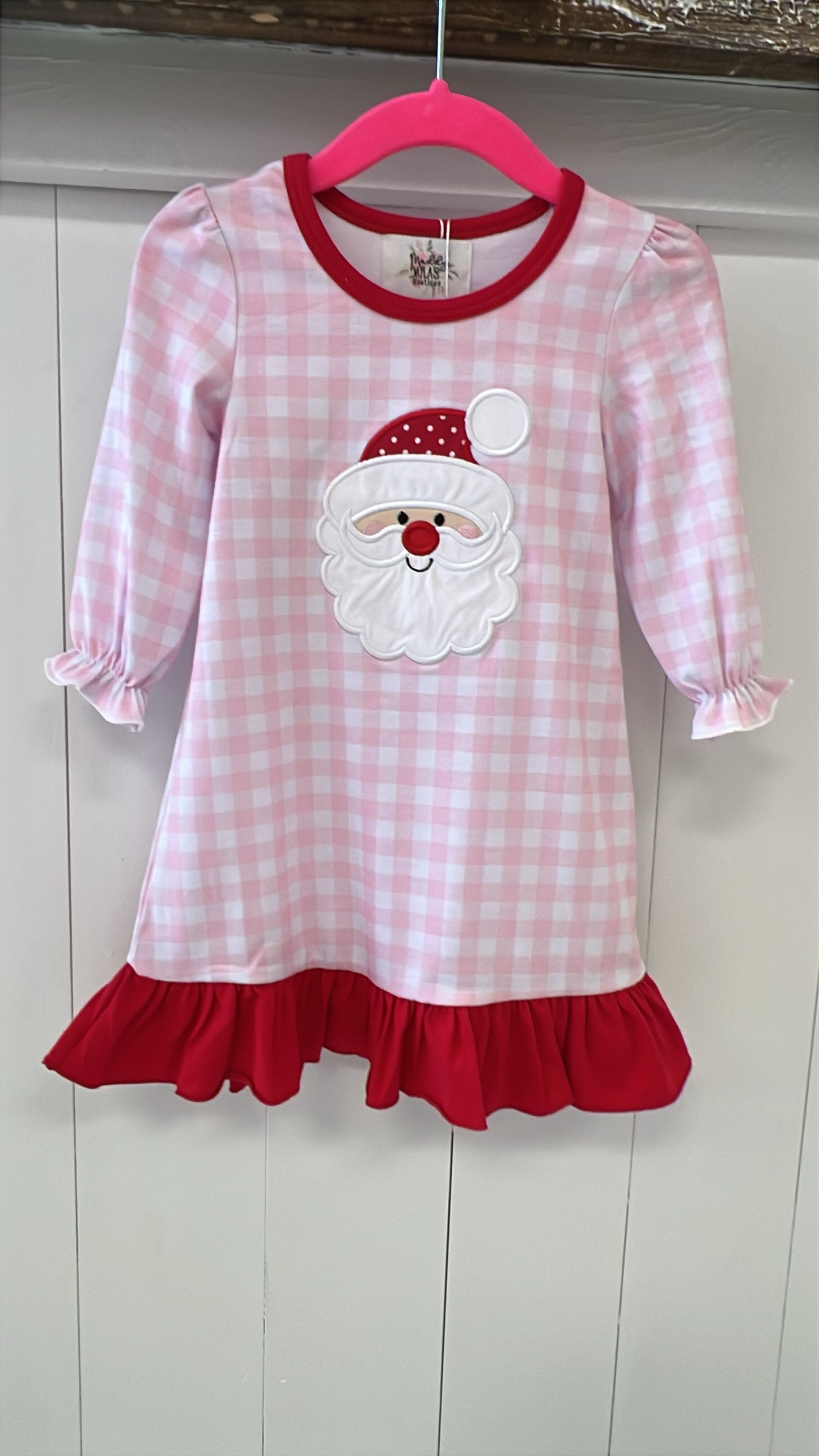 Discounted Pink Gingham Santa Pajamas Collection