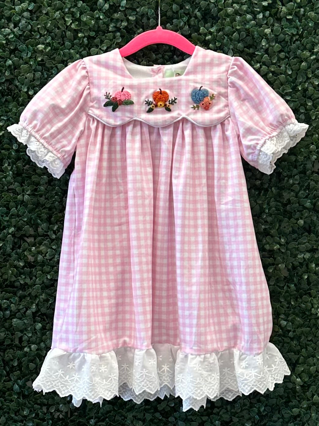 RTS Pink Gingham Pumpkin French Knot Collection
