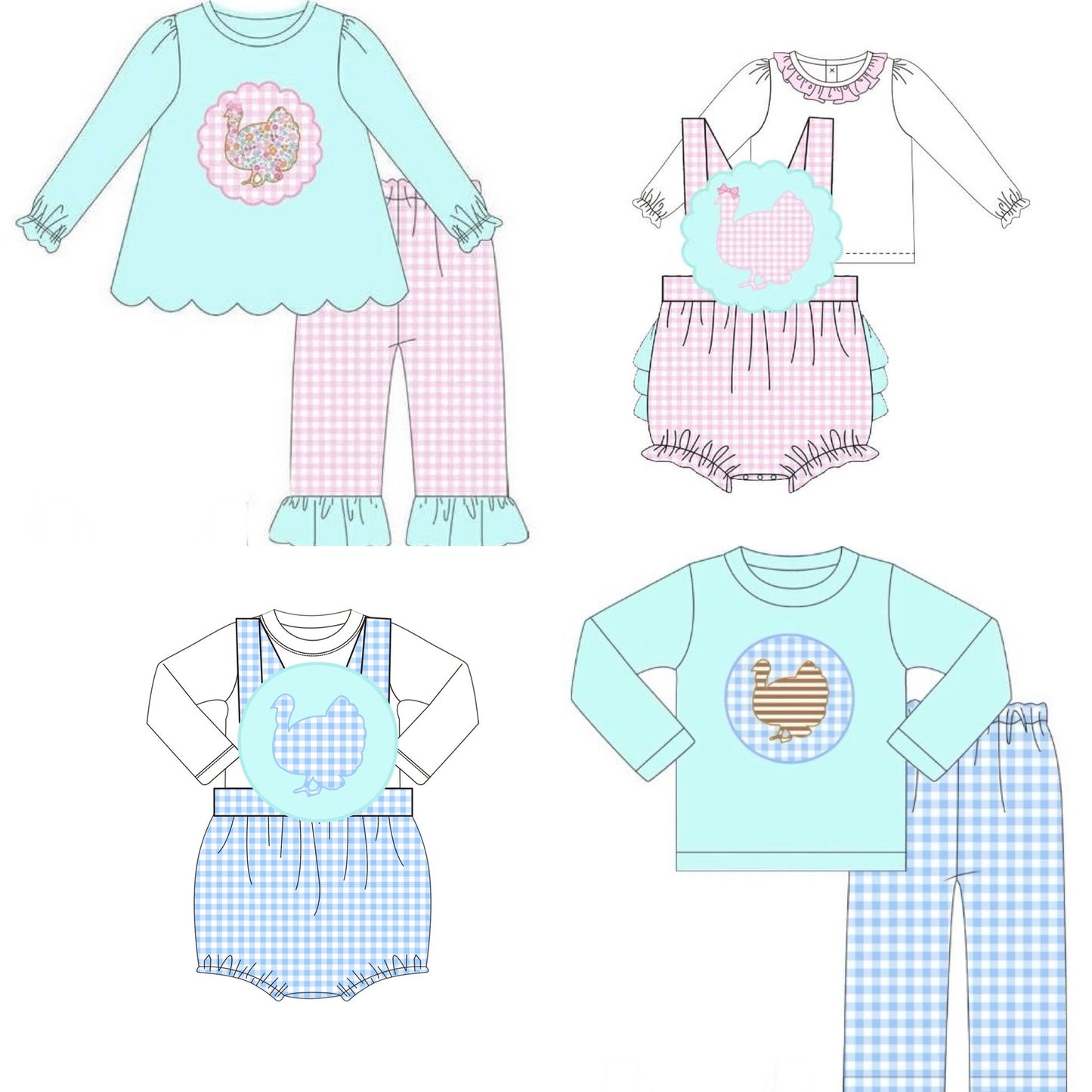 OTW Pastel Turkey Sibling Set Collection