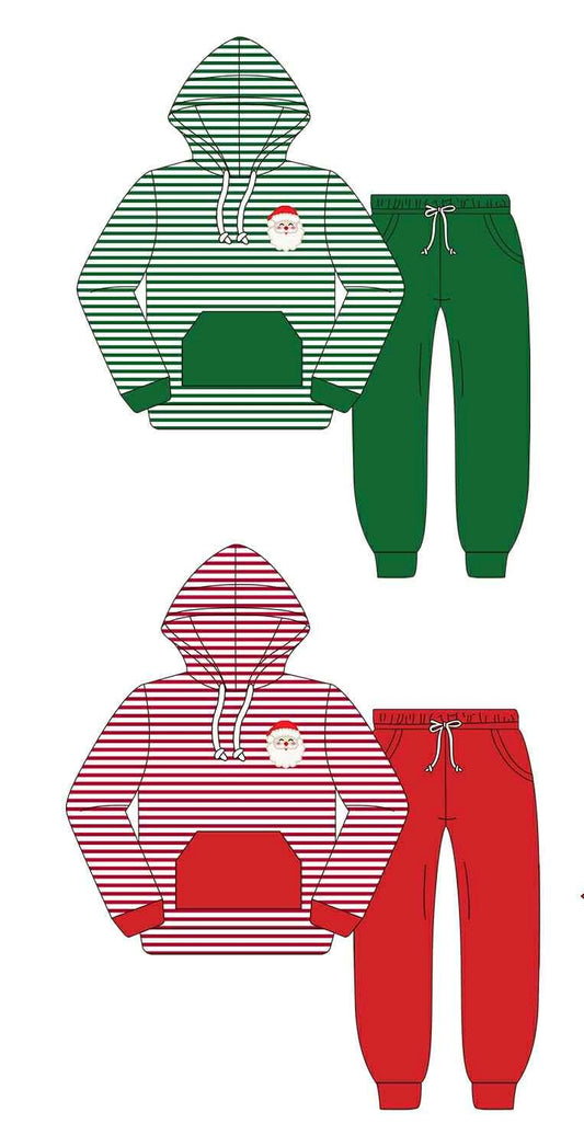 OTW Red and Green Santa Striped Jogger Set Collection