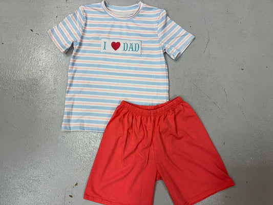 RTS I Heart Dad Pink/Blue Short Set