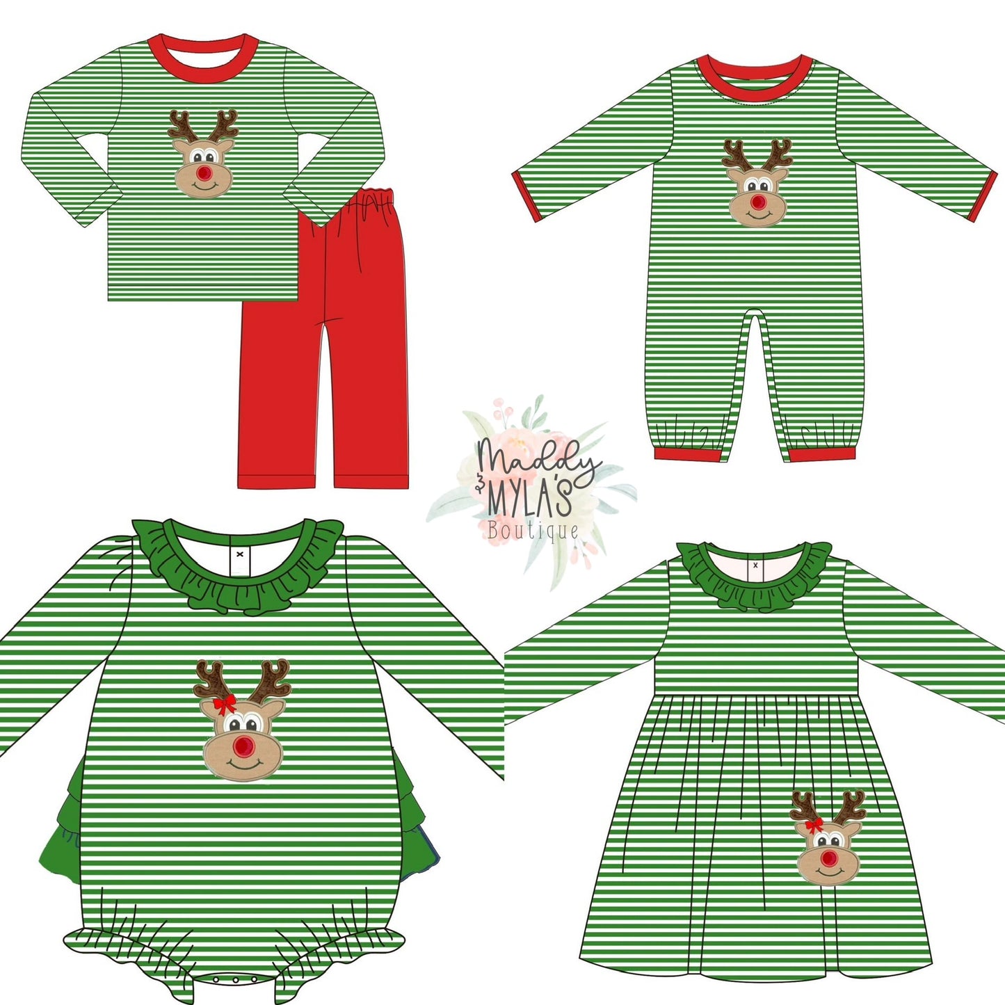 Pre-Order Green Striped Reindeer Collection