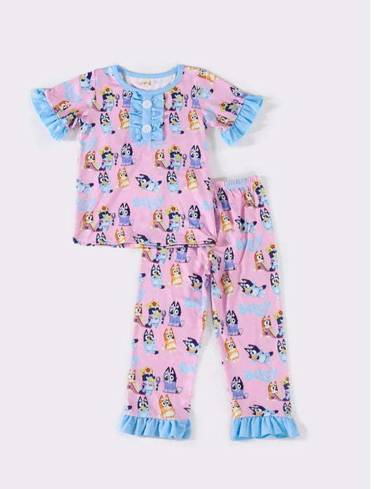 RTS Blue Girl Blue Ruffles Pajamas