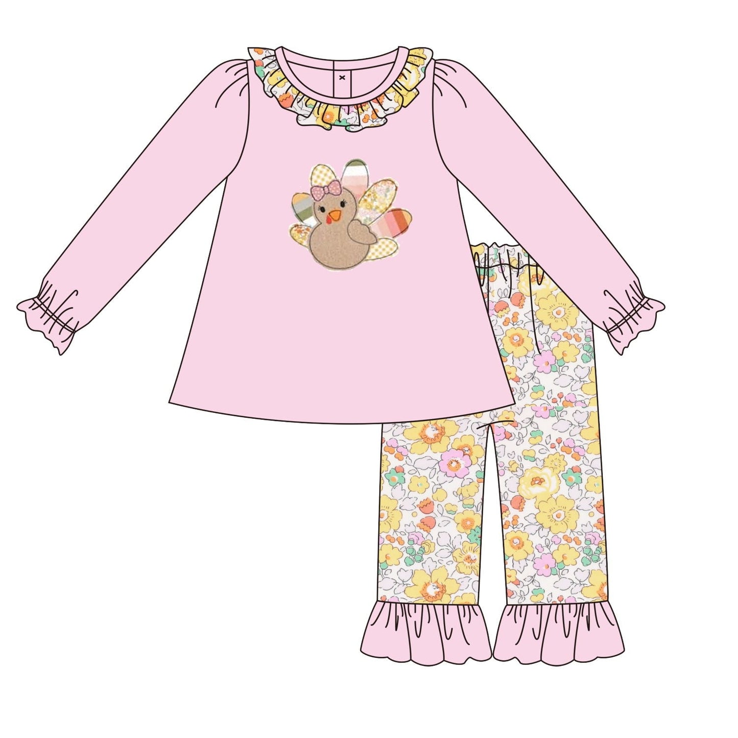 Pre-Order A Little Applique Turkey Sibling Set Collection