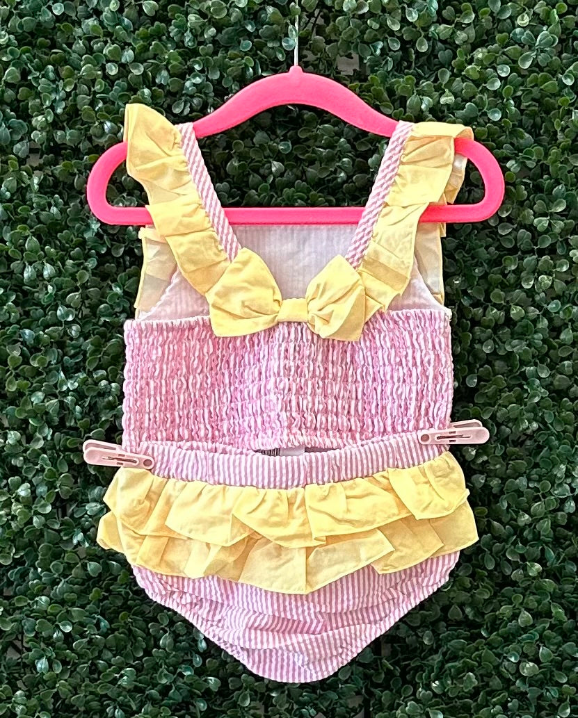RTS Hot Pink and Yellow Seersucker Swim Collection