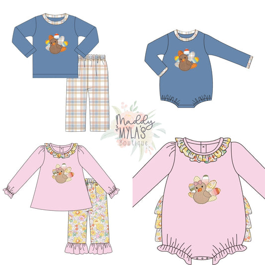 Pre-Order A Little Applique Turkey Sibling Set Collection