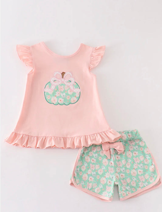 RTS Green Floral Pumpkin Short Set