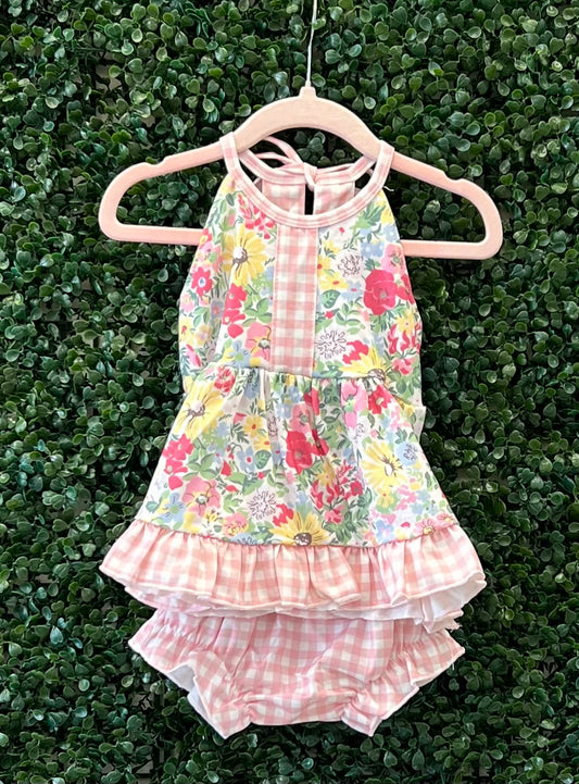 Discounted Floral Pink Gingham Sets Collection