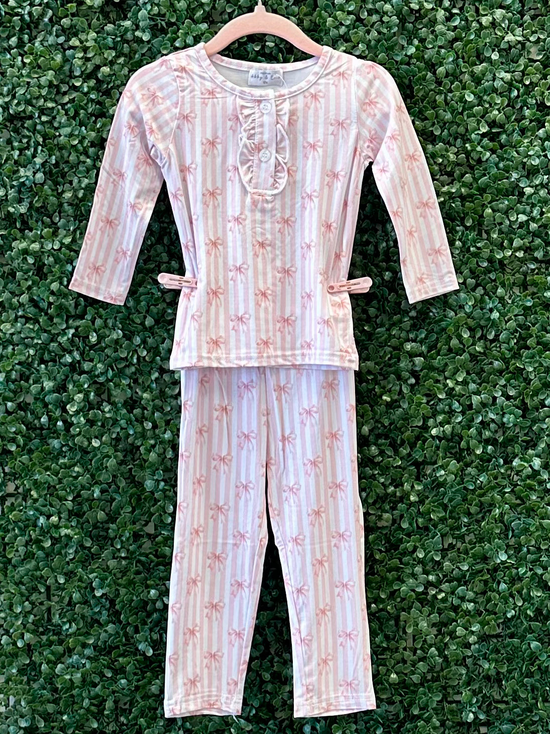 RTS Dainty Pink Bow Bamboo Pajama Set Collection