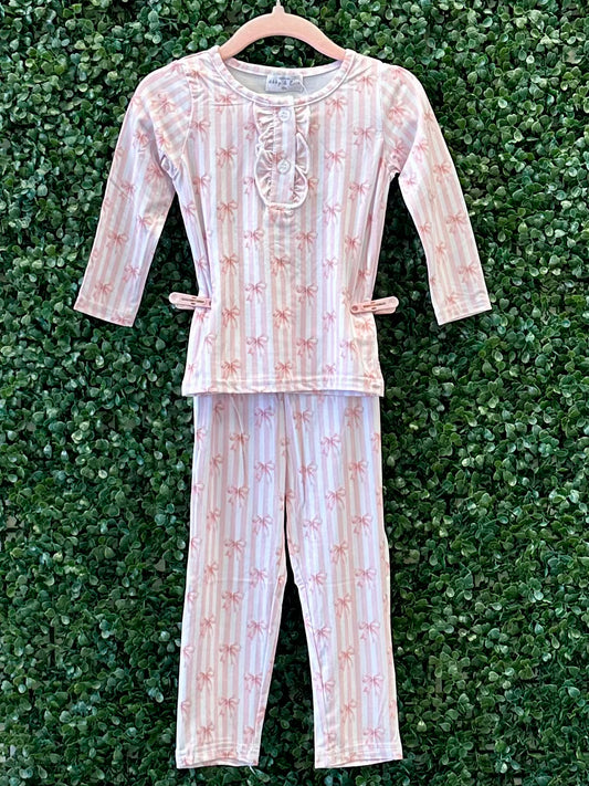 RTS Dainty Pink Bow Bamboo Pajama Set Collection